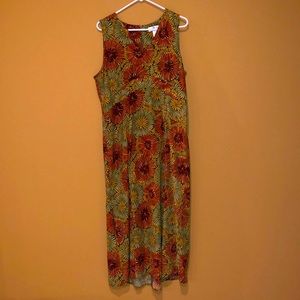 Judith Hart Brand Green Floral Design Sleeveless Dress in Size 16